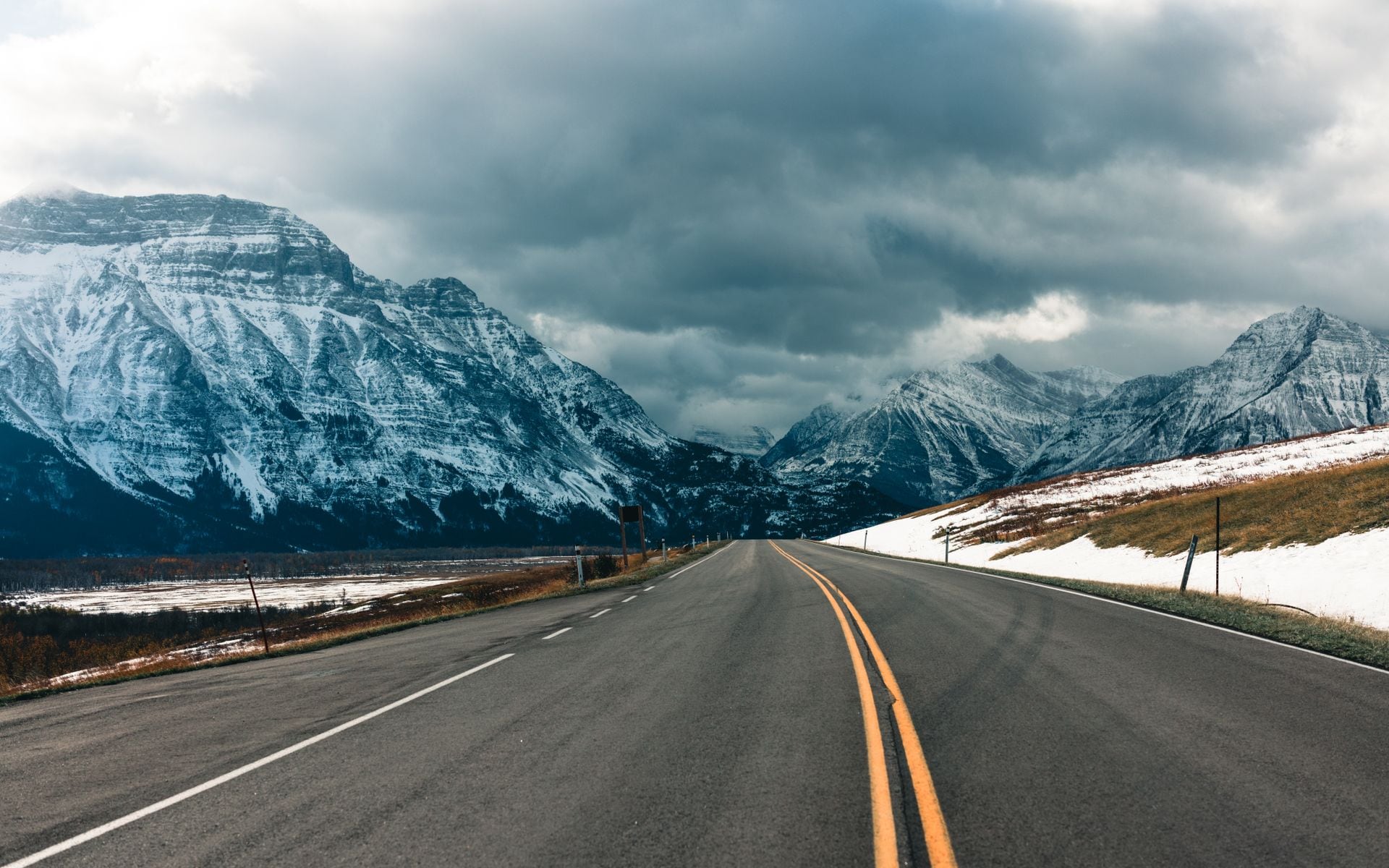View from Going-to-the-Sun Road looking toward Logan Pass and the Garden Wall in Glacier National Park, Montana